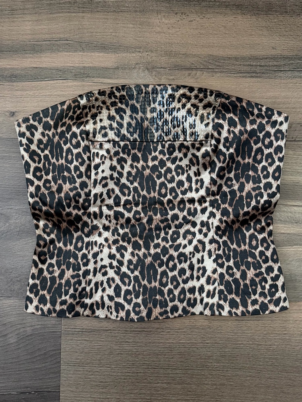 Vintage Maria Bianca Nero Strapless Leopard Print Bustier Top - Sz Small